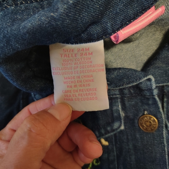 Kids Denim Jacket with Floral Embroidery - Picture 2 of 6
